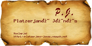 Platzerjanó Jónás névjegykártya